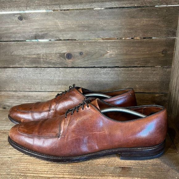 Mens Allen Edmonds Delray Brown Leather Split Toe Oxford Dress Shoes Size 14 A - Picture 2 of 6